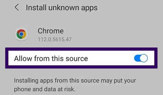 Allow download from unknown sources
